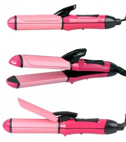 2 In 1 Hair Straightener Curling Iron - Pink