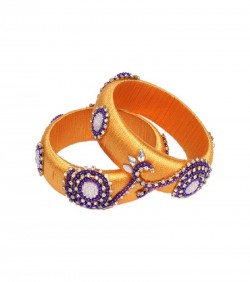Orange Thread Bangles for Women - 2Pcs