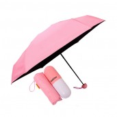 Folding Umbrella with Cute Capsule Case-pink