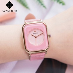 2021 WWOOR Women Luxury Casual Watch  Pink 